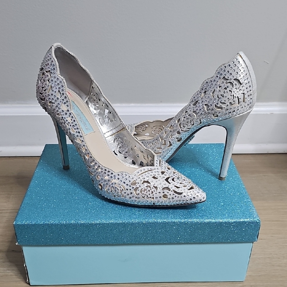 Betsey Johnson Silver Glitter Heels